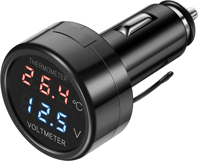 Accendisigari USB 3 In 1 Per Auto Con Voltmetro E Termometro Digitale, Ricarica Rapida 5V/2.1A, Display LED Blu/rosso