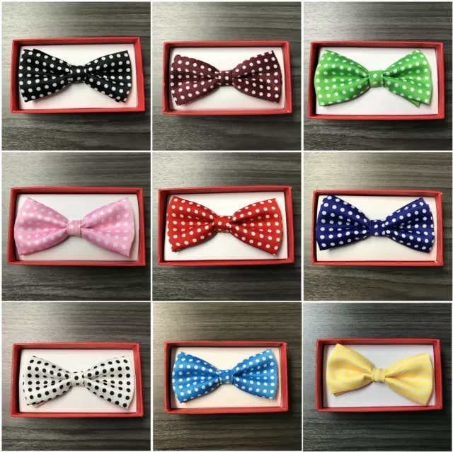 10+ Colors Clip on Polka Dot Tuxedo Bow-Tie Toddler Baby Kids Boys Girls 1x