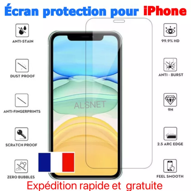 VITRE PROTECTION VERRE TREMPÉ FILM ÉCRAN IPHONE 12 11 XR X XS MAX 8 7 6 6S+  LOT
