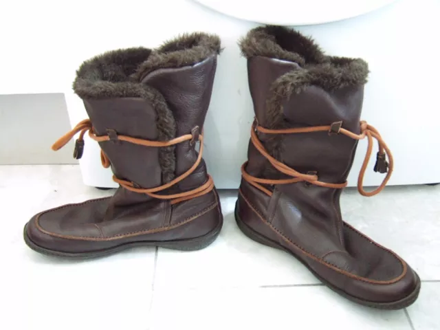 CAMPER Dark Brown Fur Lined Winter Ladies Boots Size EUR 39 UK 6