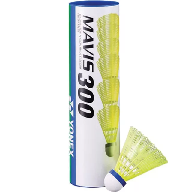 Yonex Mavis 300 Nylon Shuttlecocks Yellow Medium 6 Pack Badminton Plastic Birdy