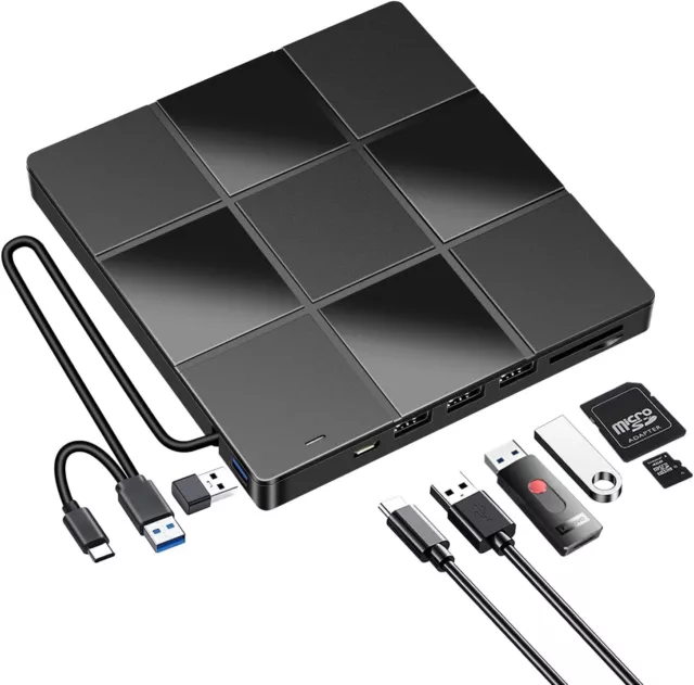 Lecteur CD DVD Externe, Graveur USB 3.0 et Type-C avec multi lecteurs