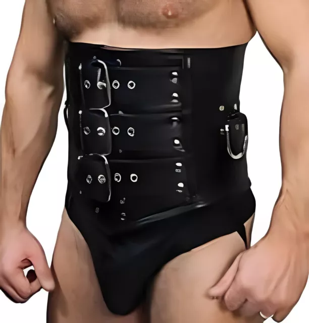  Leatherotics Handmade Cotton Corset for Men-Mens Corset Waist  Trainer with Cotton Back Laces for Tightening: Clothing, Shoes & Jewelry