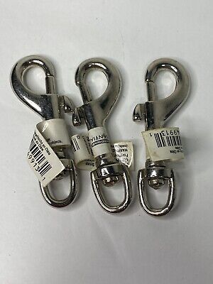 Hardware Essentials 3/8” Bolt Snap with Round Swivel Eye Nickel-Plated Lot Of 3