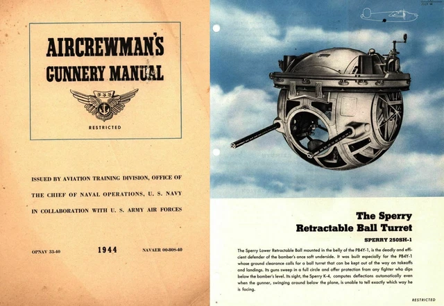 1940'S WW2 AIRCREW GUNNERY TURRET MANUAL Bendix Sperry Ball Tail PDF B ...