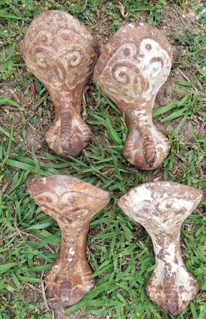 ANTIQUE Cast Iron Victorian Bath Tub Feet Ball & Claw matching fine set
