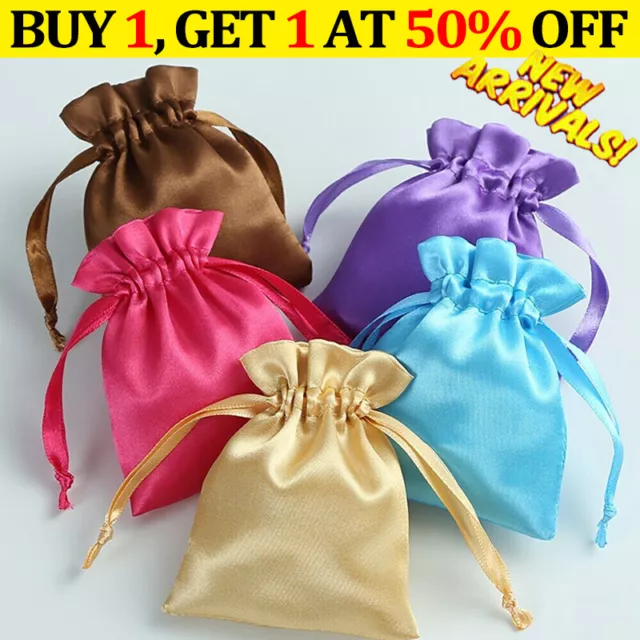 Silky Satin Wedding Favour Gift Bags Drawstring Jewellery Pouches Wholesale HOT