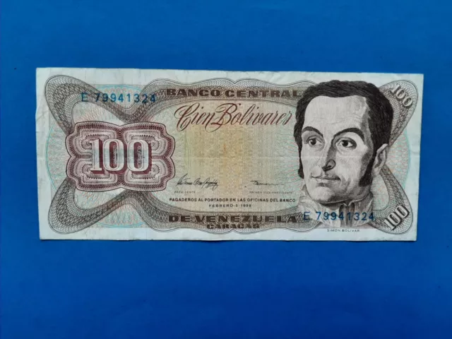 1 x 100 Bolivares Venezuela / Geldschein Banknote vom 05.02.1998