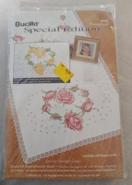 Bucilla Edición Especial Corazón de Rosas Bucilla Estampada #64452 De Colección