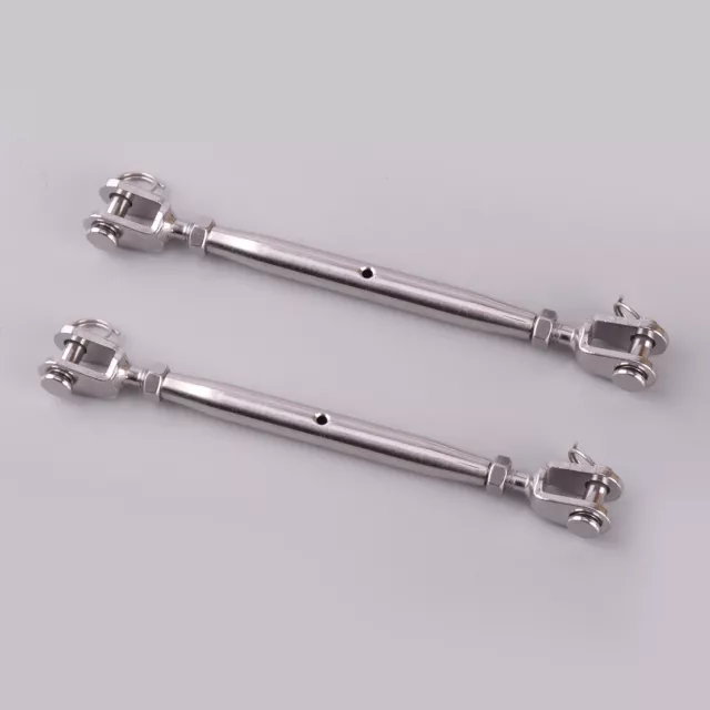 2Pcs M6 Jaw Turnbuckle Rope Screw Fastener for Marine Boat Stainless Steel