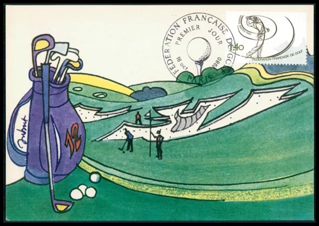 FRANCE MK 1980 SPORT GOLF SPORTS MAXIMUMKARTE CARTE MAXIMUM CARD MC CM bh32