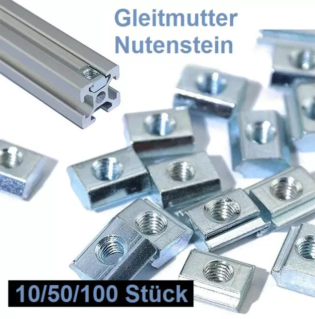 Nutenstein Gleitmutter - Nut 6 8 10 - M3 M4 M5 M6 M8 M10 - 20 30 40 45 Aluprofil