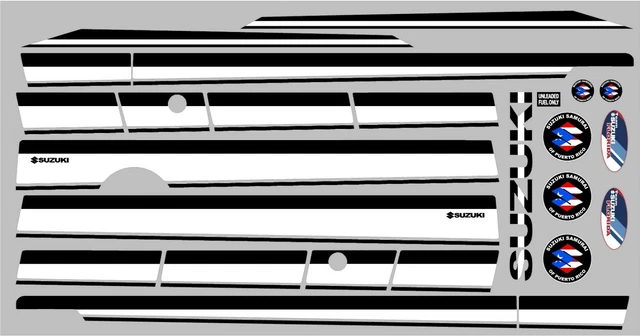 SUZUKI SAMURAI DECALS LINES STICKERS CALCOMANIAS GRAFICAS GREEN GRAY & BLACK 3M