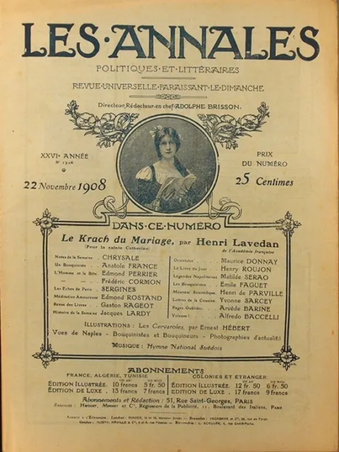 Les Annales politiques et litt�raires N� 1326. 22 novembre 1908.