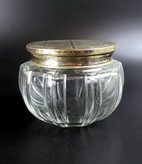 Art Deco Glas Dose mit Deckel aus 800er Silber Glass Box Silver Lid 1920s RARE