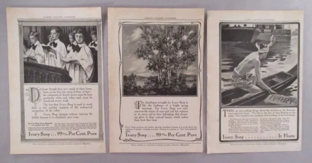 Ivory Soap LOT of 3 PRINT AD - 1912