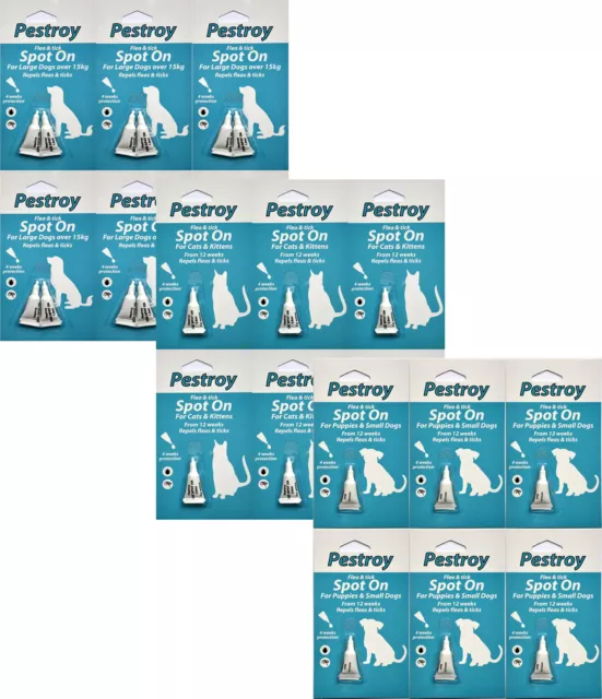 12 Months Pestrroy Flea & Tic Treatment Cats,Kittens,Puppies,Dogs For Price of 9