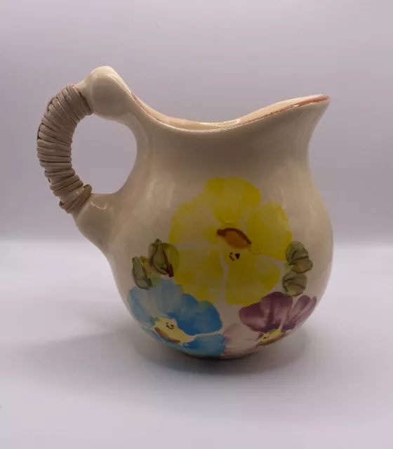 Columbian Hand-Painted Mini Pitcher. Floral Design. Signed by Artist. 