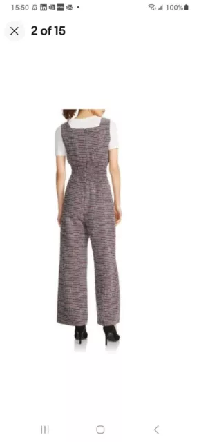 MAJE PATTAYA Jacquard XS jumpsuit wide Leg pants smock waist romper knit READ 2