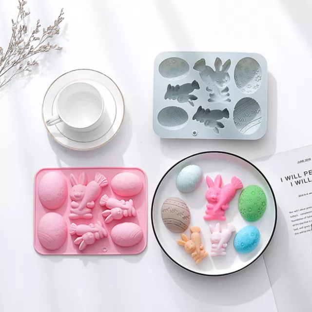 fr Silicone Biscuit Moulds Bakeware Easter Bunny Eggs Cookie Mould Baking Tools