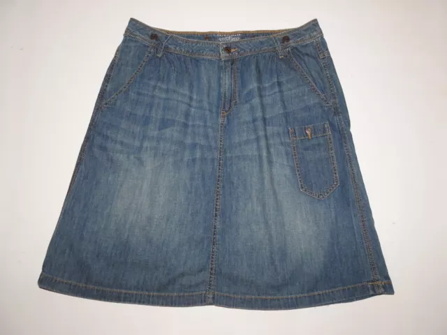 Vintage Esprit Midi Jean Skirt W 32  Blue Denim Retro A Line Large 12/14