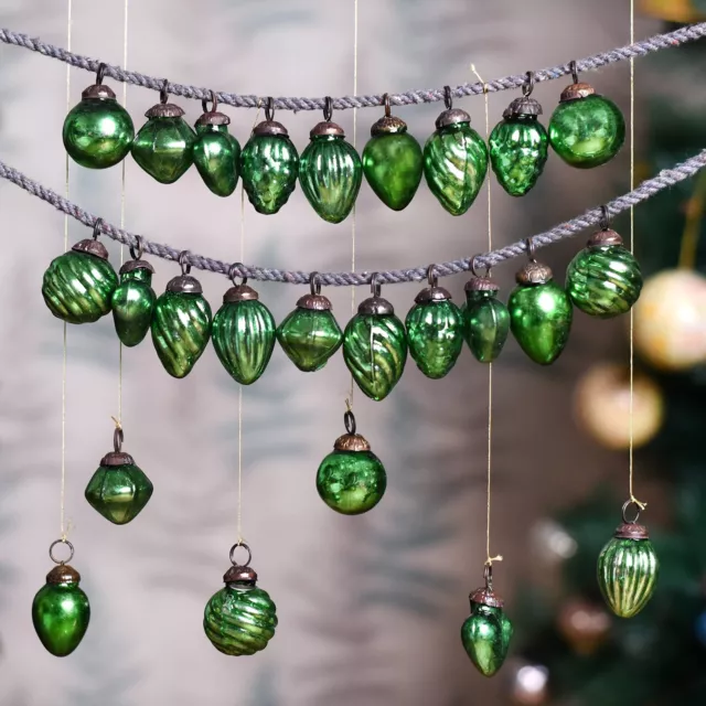 Estilo Vintage Vidrio Verde Decoración Árbol de Navidad Adornos Bolas 100 Piezas