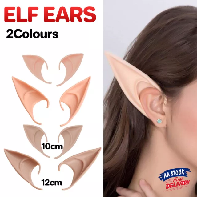 1 Pair Rubber Elf Ears Fairy Elven Pixie Hobbit Demon Halloween Costume Cosplay