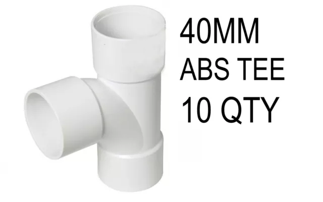 10 x 40mm FloPlast WS23W ABS solvent weld waste tee White 43mm x 87.5 degrees