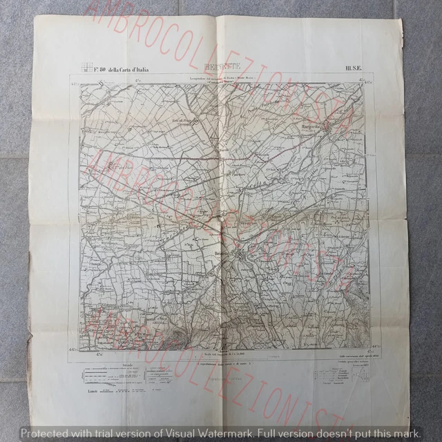 CARTINA MAPPA GEOGRAFICA Istituto Geografico Militare 1879 - Beinette ...