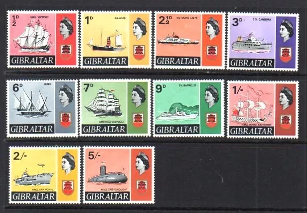 British Colonies &Territories 1967/69 Gibraltar Definitives Selection (10) MM