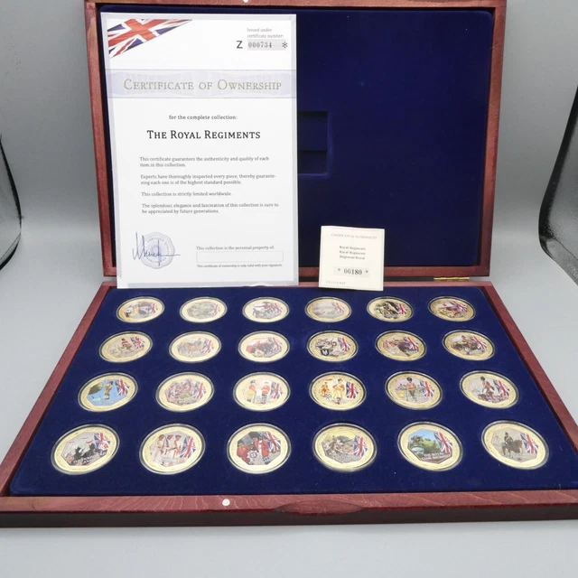 Windsor Mint Coin Set The Royal Regiments 24 Coins Gold Plated Boxed Perfect