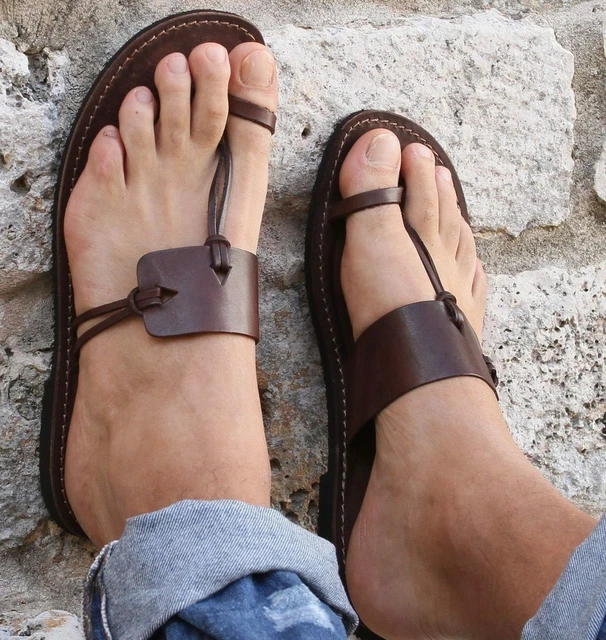 Sandales D'été En Cuir Noir Confortables - Artisanat, Du 36 Au 46, Homme/femme, Neuves Sans Emballage