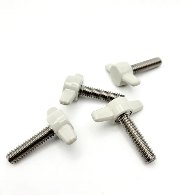 1/4"-20 x 1" Thumb Screw Bolts with Gray Butterfly Tee Wing Knob 4 Pack