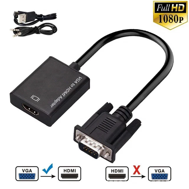 HDTV with Audio Male to Female 1080P VGA To HDMI Adapter Cable Converter