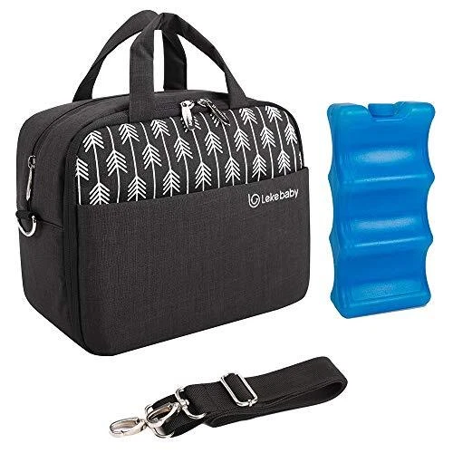 Lekebaby Breast Milk Cooler Bag with Contoured Ice Pack Fits 6 Baby Bottles T...