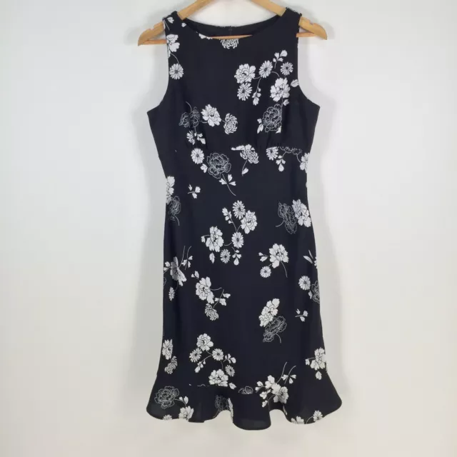 Alago womens dress size 10 pencil black floral sleeveless round neck zip 078999