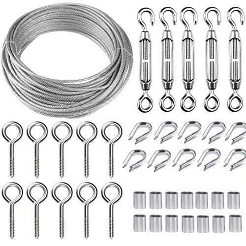 TooTaci Corde en Acier Inoxydable à Suspendre Kit,30M/2mm Câble en Acier Inoxyda