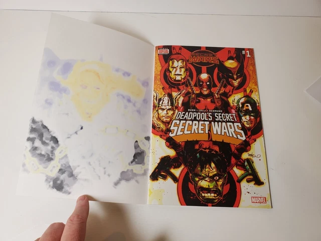 SECRET WARS #1 BLANK SKETCH COVER VARIANT Unique Greg Golem SIGNED ART see pics 3