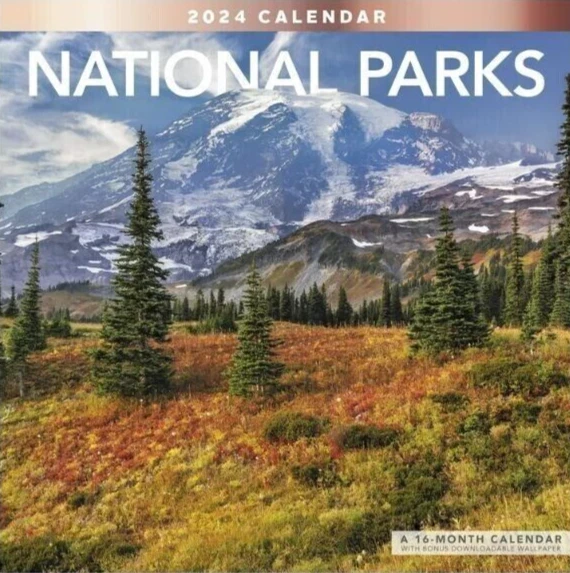 National Parks 2024 Wall Calendar 12" X 24" open 16 month with Bonus Wallpaper