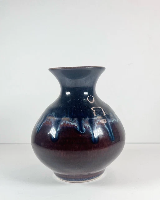 BILL CAMPBELL MULTI Color Flambe Drip Glaze Studio Pottery Vase Brown ...