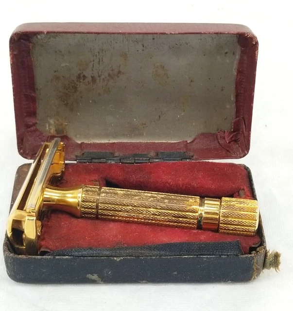 Vintage Gillette Aristocrat Gold Toned Razor in Case USA