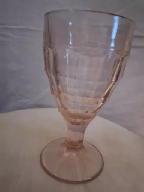 Hazel Atlas Colonial Block Pink 5 ¾” Water Goblet(s)