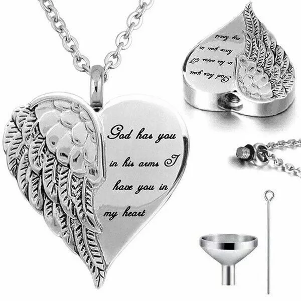 Urn Angel Wings Cremation Ashes Necklace Memorial Jewellery Keepsake Pendant