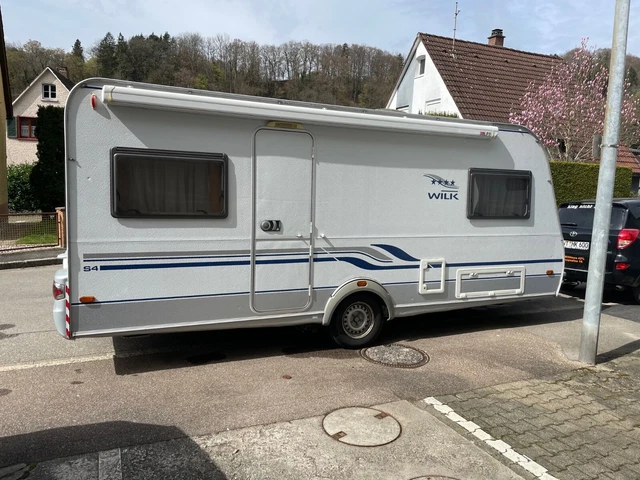 Wohnwagen WILK W 42 gebraucht mit Vorzelt, Markiese,Mover,Backofen,Tüv neu,dicht
