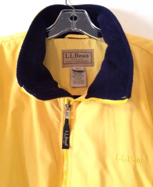 L.L. Bean Three Season Jacket Men's Tall XL Yellow Shell Navy Fleece Lining