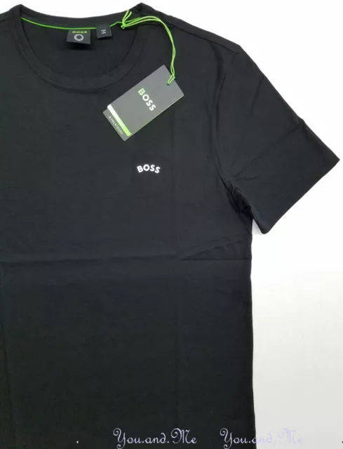 NWT HUGO BOSS Athleisure Regular Fit T-Shirt Embossed Curved Logo Black M / L