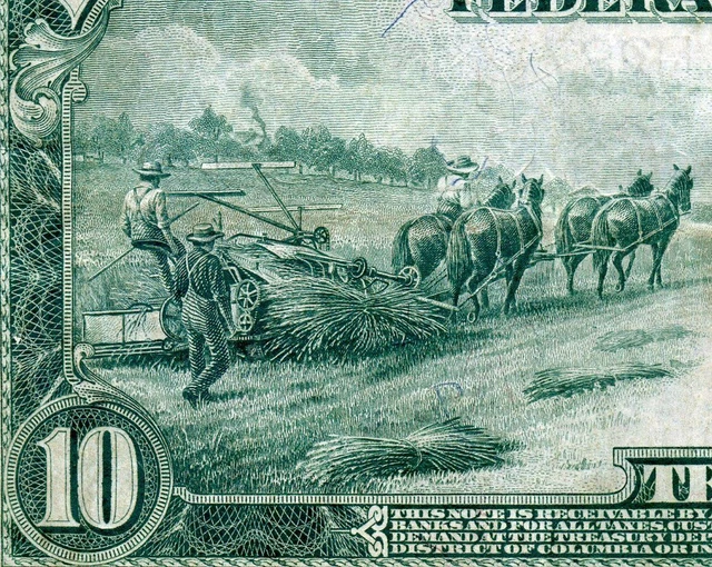 HGR SUNDAY 1914 $10 FRN ((STUNNING Artwork)) LIGHTLY CIRCULATED