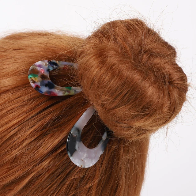 4er-Set U-förmige Haarnadeln Aus Acetat – Schildpatt-Design, 10,9 Cm, Für Dutt & Elegante Frisuren
