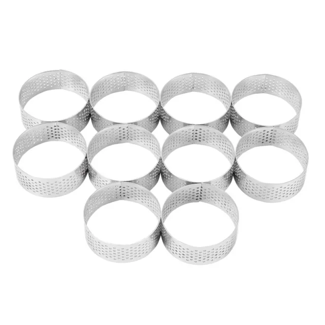 10 Pack 5Cm Stainless Steel Tart , Heat-Resistant Perforated Cake Mousse , Round