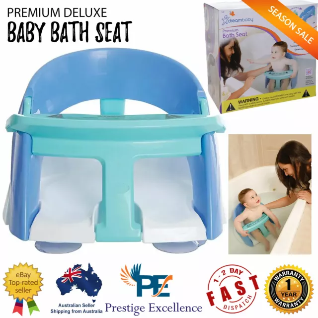 Baby Bath Seat Safety Bathtub Bathing Shower Chair Seat Support Folding Blue NEW